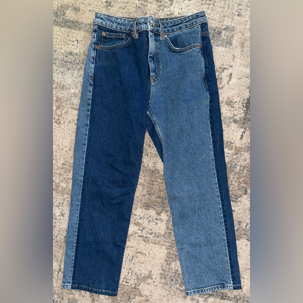 Topshop Two Tone Straight Leg Jeans GUC